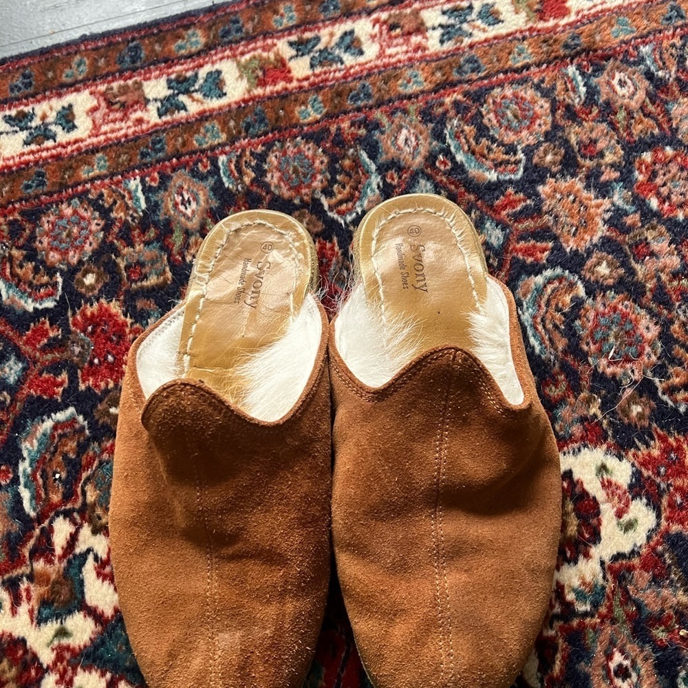 Svony Brown Suede Fur Lined Mules, size 40 - Picture 2 of 7